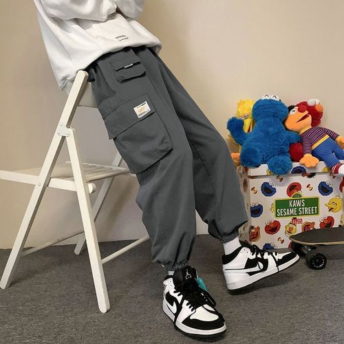Men's Spring Pants Korean Style Trendy Work Pants Men's Drawstring Pants Loose Nine-Foot Pants Men's Sports Casual Pants