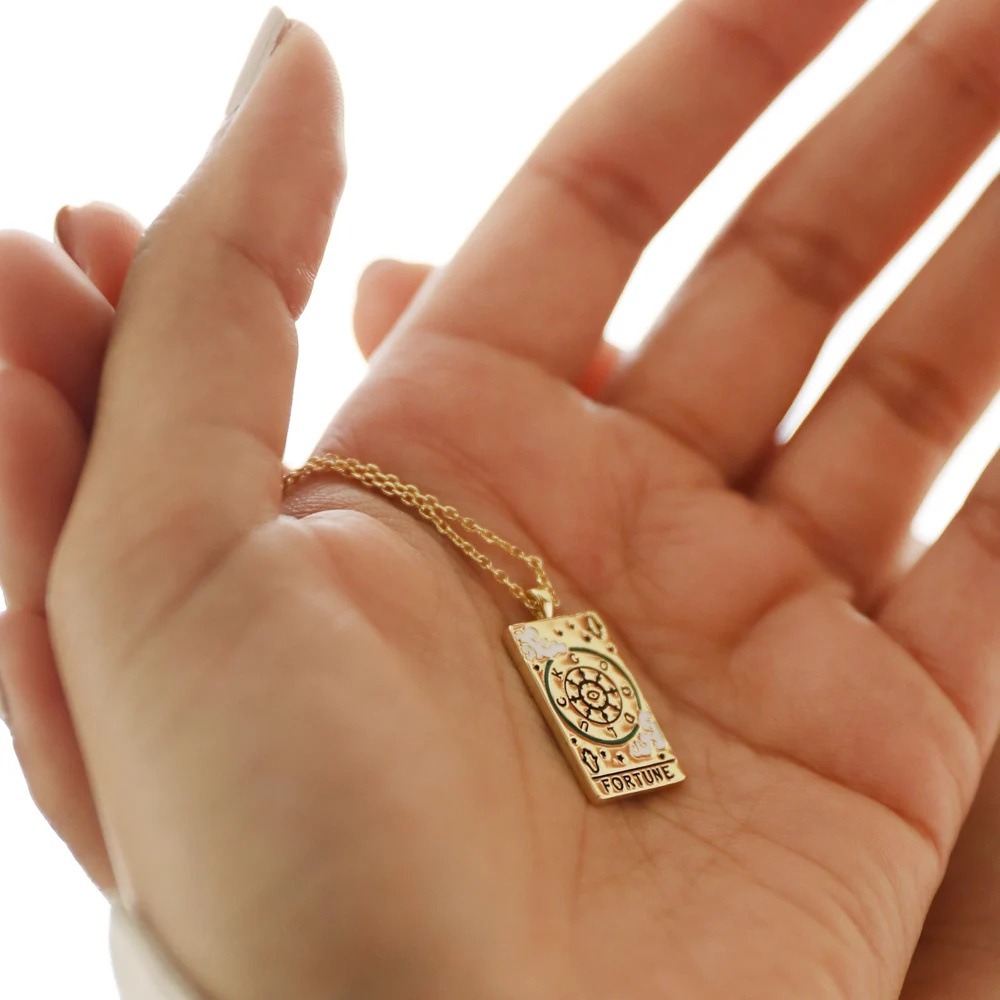 Vacuum Plating Gold Plating Process 201 Stainless Steel 304 Stainless Steel Titanium Steel Gold Plated Rhodium Plated Retro Enamel Geometric Pendant Necklace