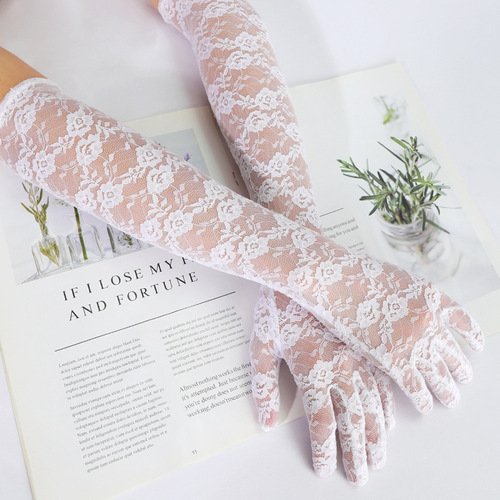 Summer sun protection lace gloves for bridesmaids and brides wedding photography thin mesh lace etiquette wedding gloves