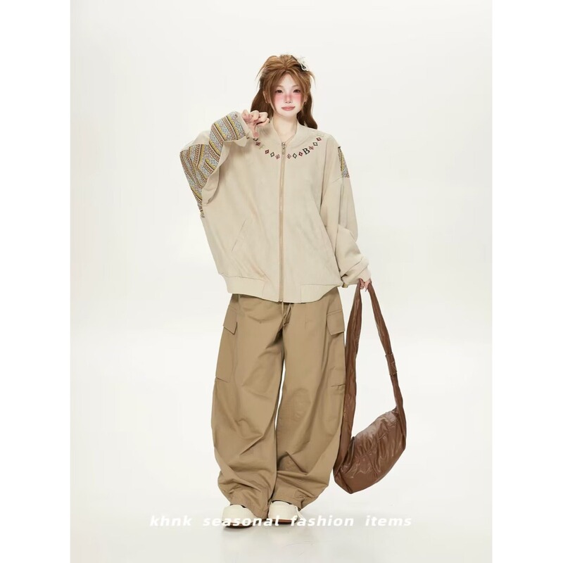 Simple Versatile Trendy Lazy Artistic Ethnic Style Jacket Full Embroidery Original Suede Trendy New Cotton