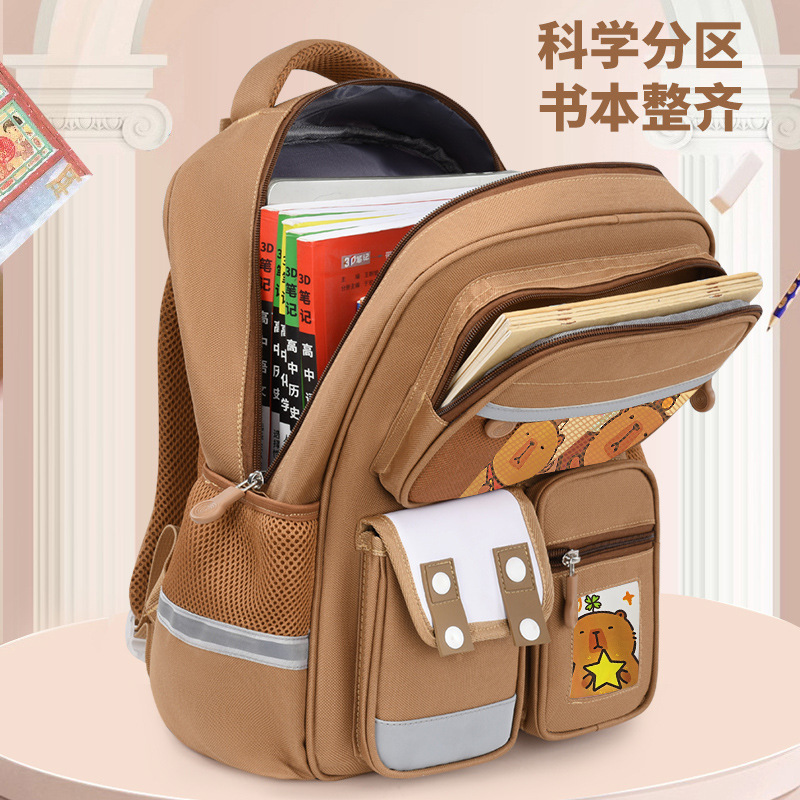 Nueva mochila escolar para niños Capibara, estudiantes de primaria, niños y niñas, caricaturas ligeras de gran capacidad, grados 1 - 6 3 mochila de hombro