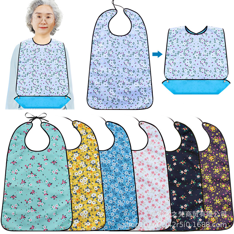 Amazon Venta caliente transfronteriza suministro de saliva de edad avanzada toalla comer anti-sucio artefacto babero de edad avanzada a prueba de agua anti-aceite