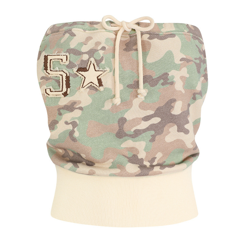 Y2k Hip Hop Short Sleeveless Hoodie Nightclub Style Street INS American Spice Girl Slim Fit Sexy Strapless Vest