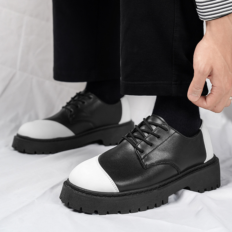 Nuevos zapatos de cuero casuales para hombres, zapatos de estilo retrógrado de alta altura, botas de Martin, zapatos al aire libre con suela gruesa.