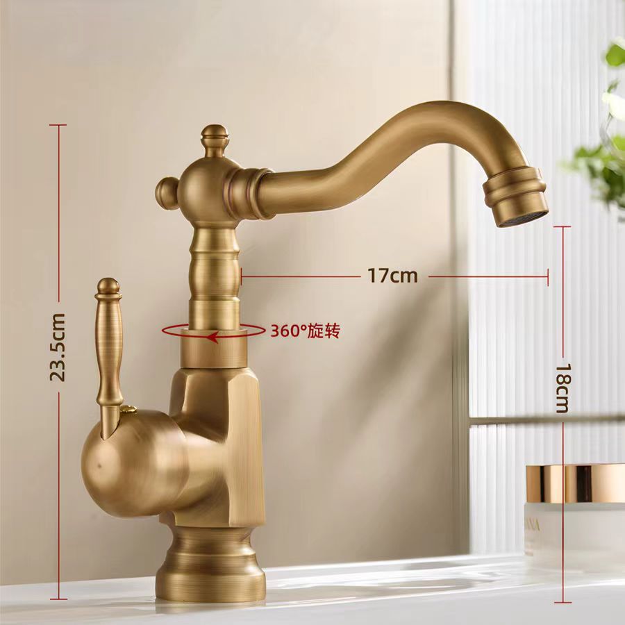 Copper antiguo grifo de agua caliente y fría estilo europeo lavabo de cocina grifo giratorio lavabo grifo retro lavabo