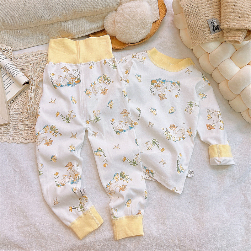 Conjunto de ropa interior para niños otoño nuevo bebé peinado algodón puro bebé cintura alta protección del vientre ropa de otoño pantalones largos ropa para niños