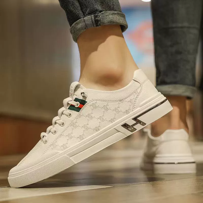 Summer footwear for leisure, sneakers, fashionable low white shoes, 2023, Korean style