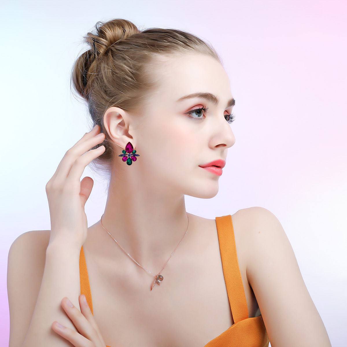 European and American fashion diamond earrings drop flower earrings