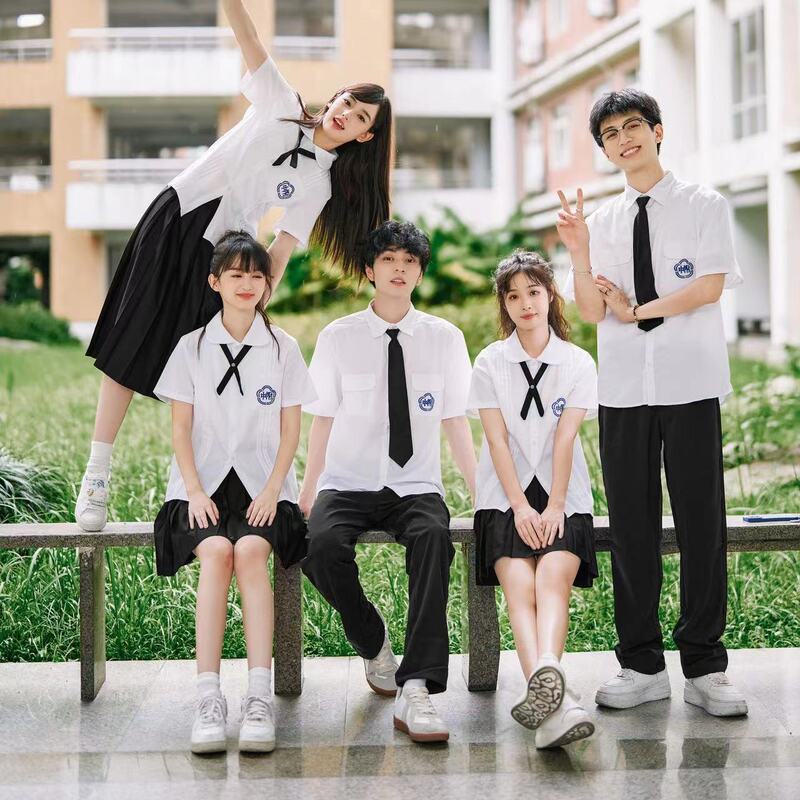 Taiwan school uniform suit attached jk uniform for middle school students white shirt junior and senior high school students college graduation photo summer class uniform Taiwan school uniform suit attached jk uniform for middle school students white shirt junior and senior high school students college graduation photo summer class uniform