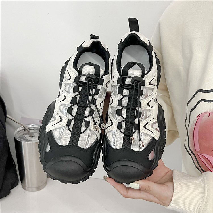 Thick-Soled Trendy Sports Shoes for Women 2025 Autum New Fashion Running Shoes Casual Mesh Breathable Korean Style Dad Shoes