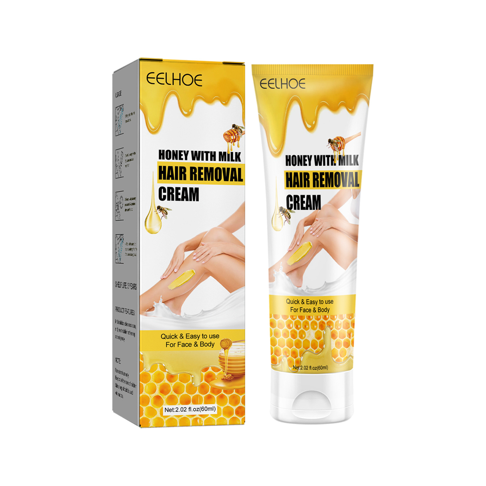 EELHOE Honey&Milk Quick Smooth Cream Achseln, Arme und Beine, milde Haarentfernung für den ganzen Körper_voghion.com