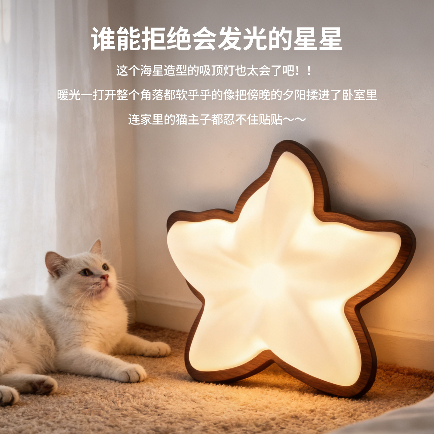 Luz de dormitorio estrella de mar de color nuez de espectro completo protector de ojos lámpara de techo de estilo antiguo medio ambiente habitación de niños lámpara de montaña 357L
