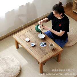创意老榆木炕几榻榻米复古茶几飘窗桌实木地台小矮桌禅意茶桌