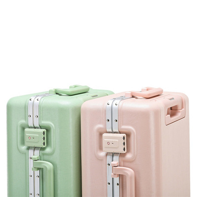 Li line Colorful Youth series trunk fashion Academic Aluminum frame Draw bar box Company customized logo Leather trunk
