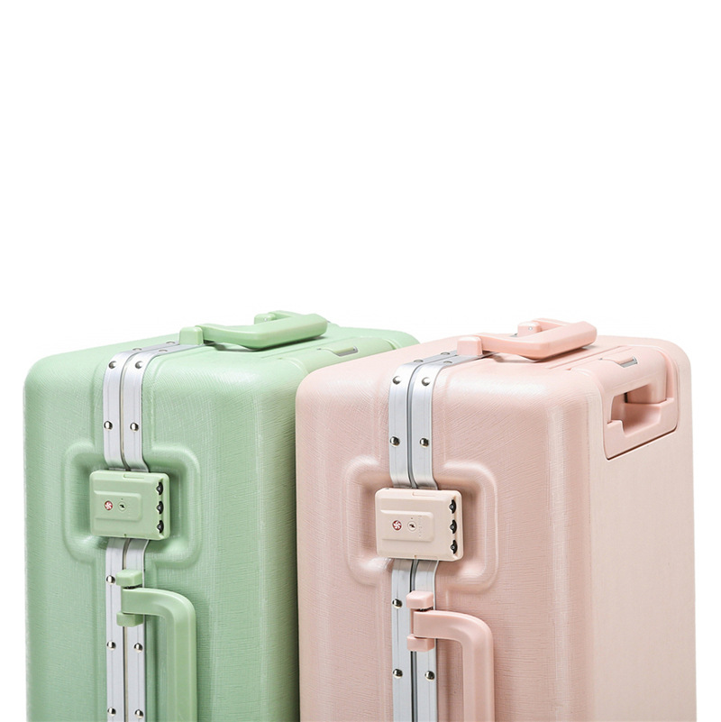 Li line Colorful Youth series trunk fashion Academic Aluminum frame Draw bar box Company customized logo Leather trunk