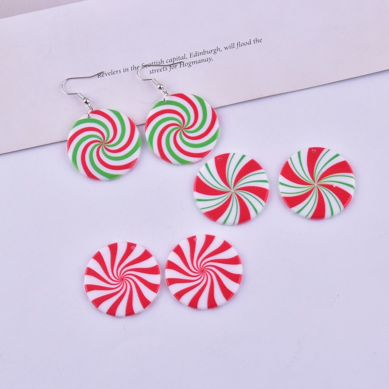 圣诞季圣诞糖果双面印刷亚克力首饰DIY吊坠