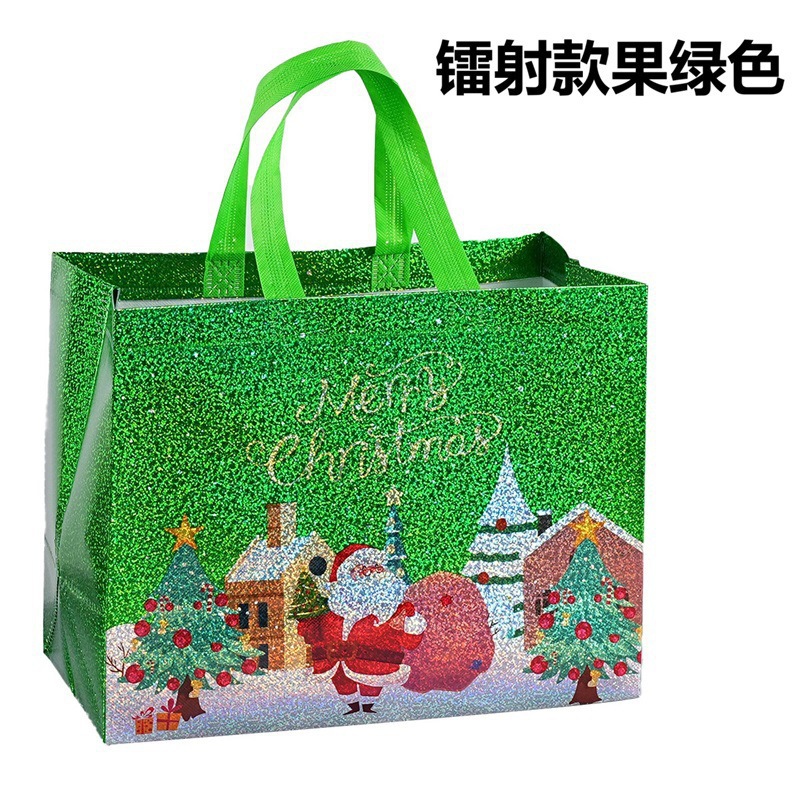Linhai spot bolsa de regalo de Navidad láser de Santa Claus bolsa no tejida bolsa de película de Navidad bolsa de regalo de fiesta