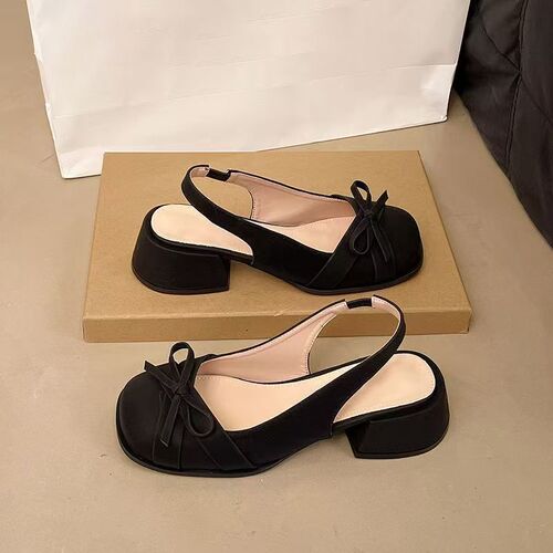 French bow tie headband sandals for women, new spring and summer fashion, versatile and comfortable temperament, thick-sole sandals