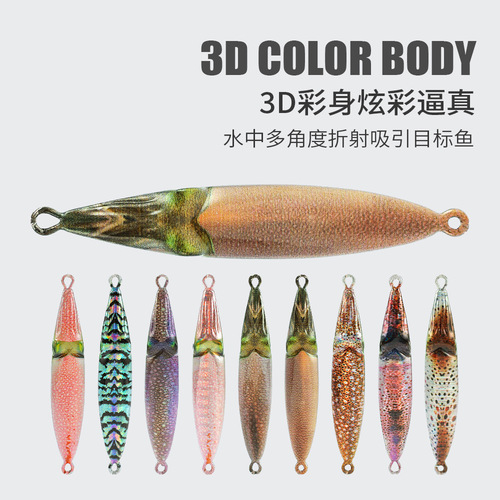 Skimming Sharks | Squid-eye iron plate 21g 3D spray-painted real fish scales bionic color lure long-range mackerel bait sea fishing tip