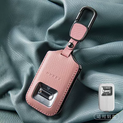 8X Genuine Leather 001 Key Case, Car key bag - new-ji-krypton-double-contrast-color-model-sakura-pink-formula-buckle