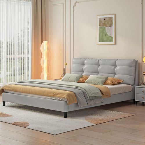 w! Bed 1.5 household leather bed double bed 1.2m cloud bed 1.8 rental main bedroom large bed light luxury style solid wood