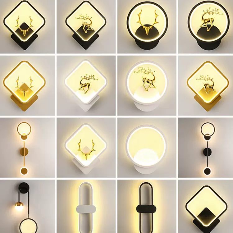 led床头壁灯室内现代简约方形卧室创意轻奢家装饰儿童房创意极简