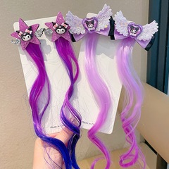 新しい子供のクロミかつら三つ編みヘアピン少女パフォーマンスヘアアクセサリー女の子グラデーションカラースターブレードヘアピン