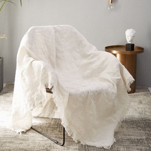 白色沙发巾垫沙发套罩棉线毯盖三人沙发布盖布包邮厂代发