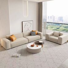 意式科技布沙发现代简约小户型客厅出租房直排双三四人位豆腐块