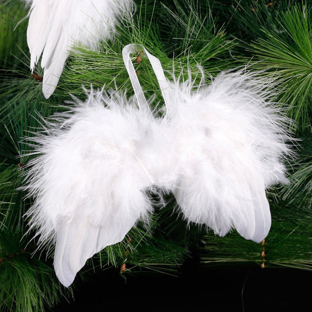 Venta directa de fábrica árbol de Navidad alas de plumas árbol de Navidad adornos alas de Ángel mini Barbie muñeca alas