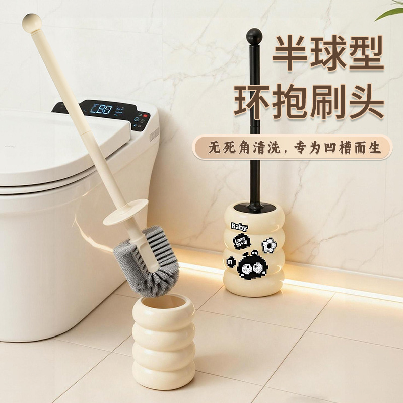 Cepillo de inodoro 2025 nuevo tipo de pared sin esquina muerta cepillo de inodoro de lavado artefacto de inodoro doméstico cepillo de inodoro de mango largo