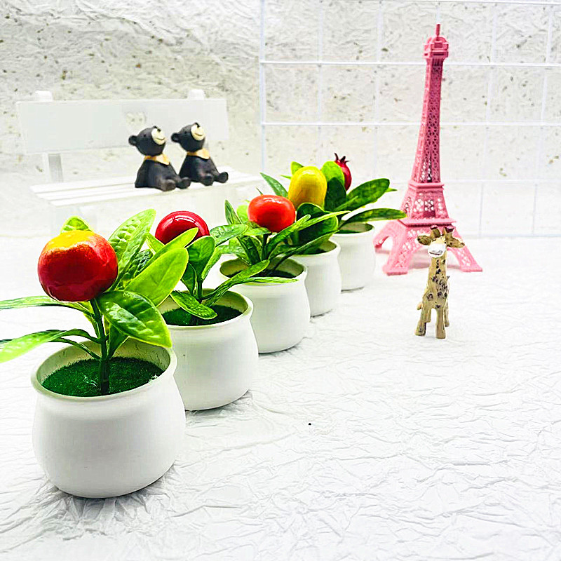 Miniature simulation pot landscape small tank fruit small pot plant artificial flowers green plant desktop decoration cross-border supply direct sourcing
