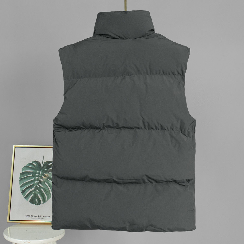 Áo vest gile bông nữ dáng rộng không tay dài trung bình — Màu xám đậm, Màu đen chi tiết 10
