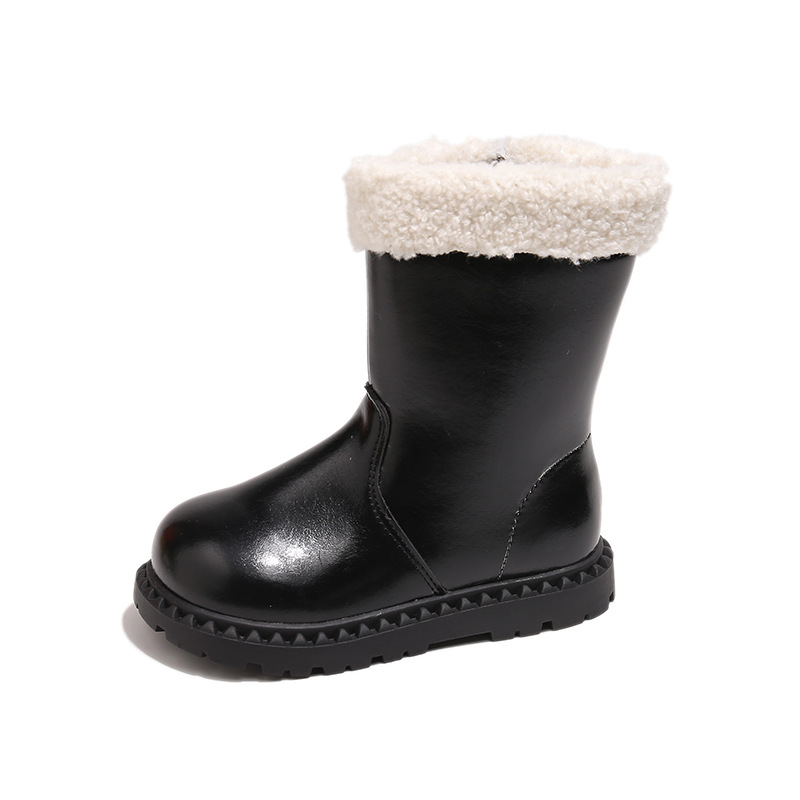 Girls' Children's Martin 2025 Autumn New Fleece-Lined Cotton Shoes Winter Baby Warm Snow Mid-High Boots_voghion.com
