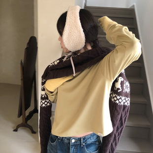 South Korea blogger with plush earmuffs solid color winter warm cycling warm cold ins earmuffs ear warm women