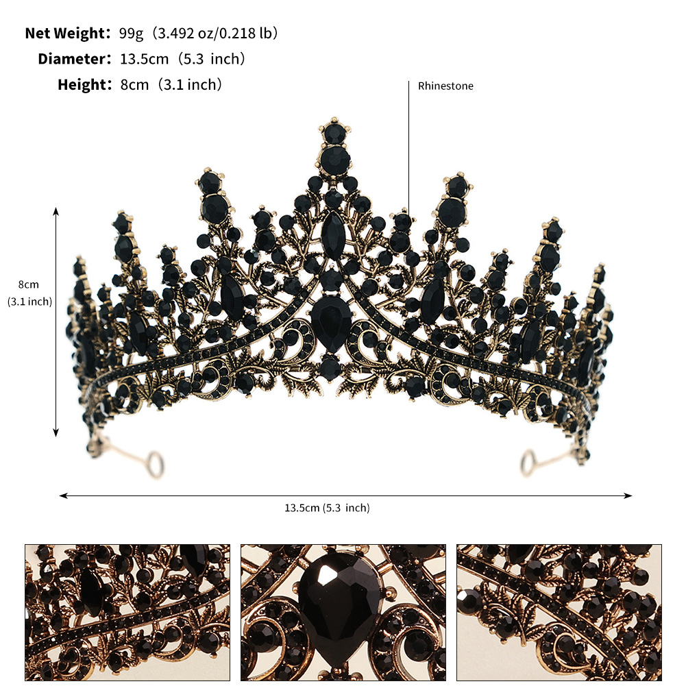 240g Weight Crown Hair Accessories Type Rhinestones, Pearl Inlay Material 1 Piece Quantity Wedding, Party Occasion Alloy Material Halloween Festival Crown Pattern Women's Gender Inlay Design Cool Style Style Halloween Cool Style Women's Crown Alloy Inlay Rhinestones Pearl Crown 无