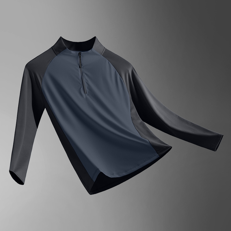 Camiseta de carrera para hombres entrenamiento deportivo pista y campo semi-cremallera rápida ropa de secado ropa de fitness suelta camisa de manga larga