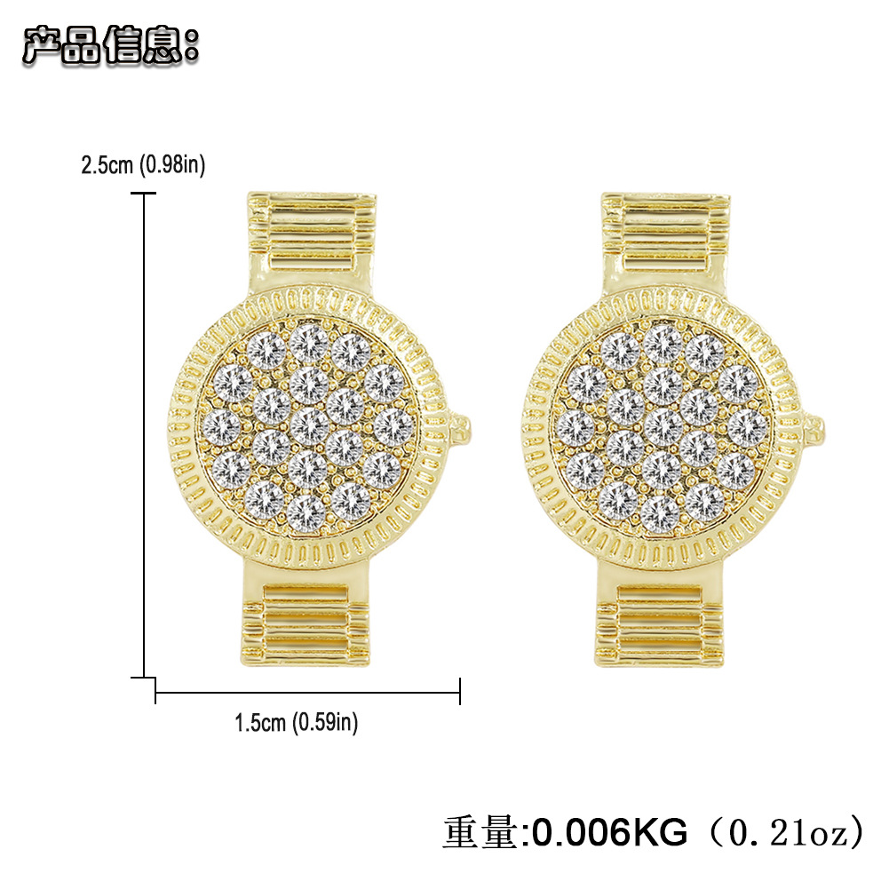 Hip-hop Alloy Diamond-studded Dial Earrings display picture 1