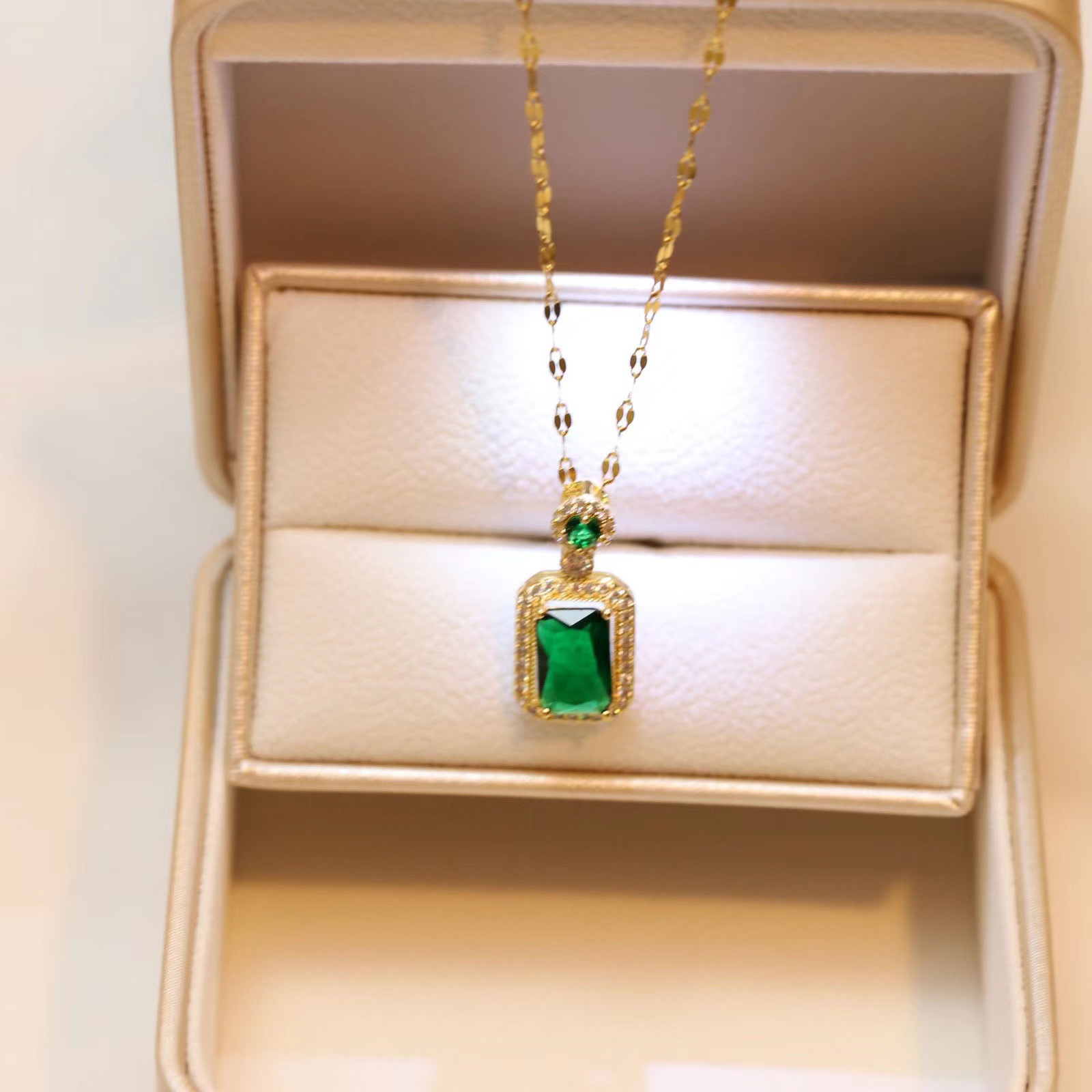 6g Weight Zircon Inlay Material Rings, Earrings, Necklace Classification 1 Piece, 1 Set, 1 Pair Quantity Titanium Steel Ethnic Style Inlay Square Zircon Necklace Earrings Rings