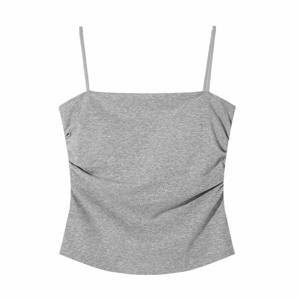 Versión coreana de puro deseo de un solo hombro de algodón honda hermosa espalda chaleco de una pieza con almohadilla para el pecho top de tubo sin mangas de fondo corto