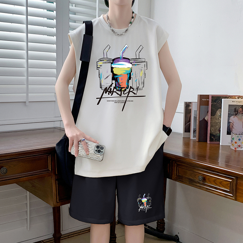 Youth Ice Silk Quick-drying Sports suit Male Junior High School Senior high school Students Hong Kong Style Fashion Handsome Big Children Summer Dress