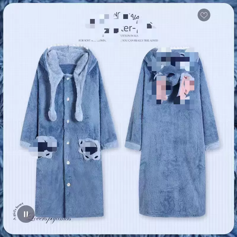 史迪仔睡袍冬季长毛舒棉绒美乐蒂大眼仔家居服加厚可外穿蓝仔睡袍