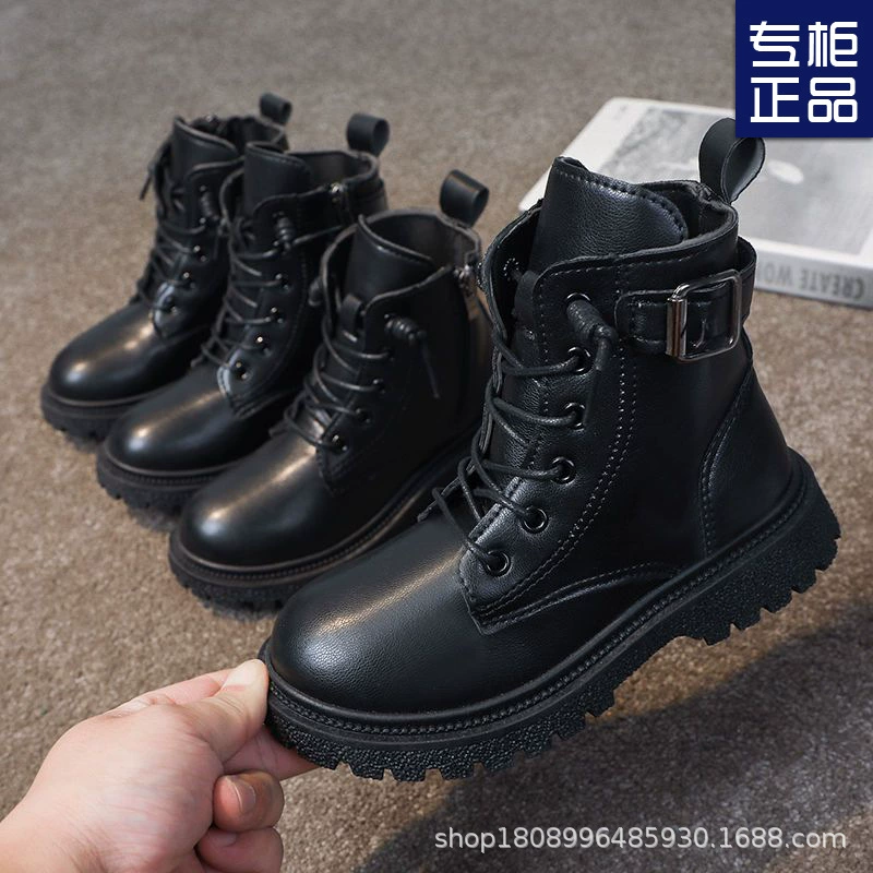 Ботинки Martin для девочек 2023 Осенняя новая детская обувь Ботинки для мальчиков в британском стиле Большие детские кожаные сапоги Весенне-осенние короткие сапоги