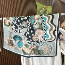 春夏季时尚印花70cm真丝方巾女大牌风新款小马100%桑蚕丝丝巾批发