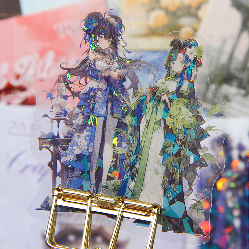 Yaoguang Fairy láser transparente pegatinas de mascotas impermeables bolsas DIY cuentas pegatinas de diario pegatinas de decoración de personajes antiguos