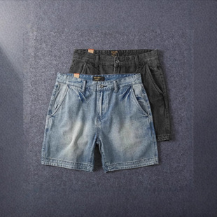 Foreign Trade American Workwear Denim Shorts Men's Korean Style Slim Straight Three-Quarter Pants Summer Thin Men's Pants
