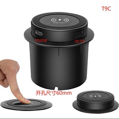 埋め込み型 15W ワイヤレス高速充電は、PD18W および USB 有線 18W 家具開口部 60MM ワイヤレス充電をサポートします。