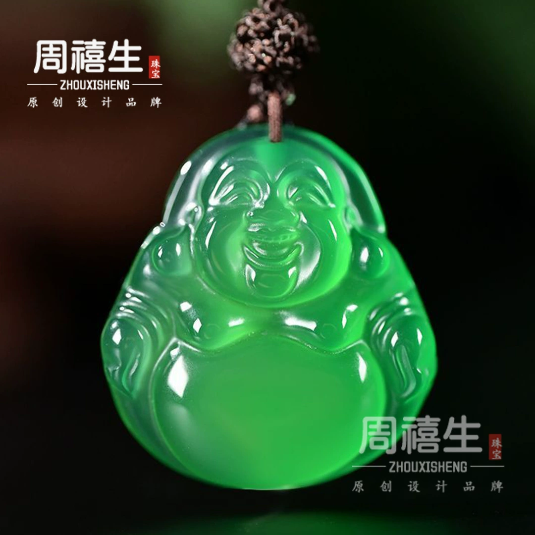 Подвеска Будды из халцедона, зеленая щедрая подвеска Будды Майтреи, изумрудно-зеленая подвеска Будды, китайские трендовые ювелирные изделия