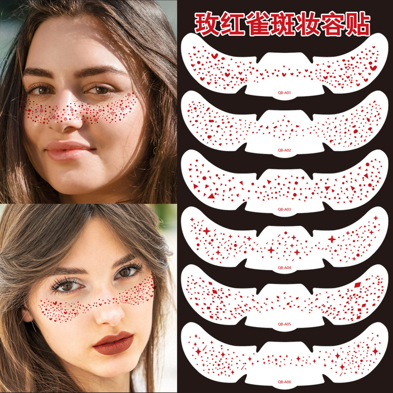European and American Cross-Border Rose Red Freckle Face Stickers Tattoo Stickers Face Makeup Party Cos Festival Halloween Christmas