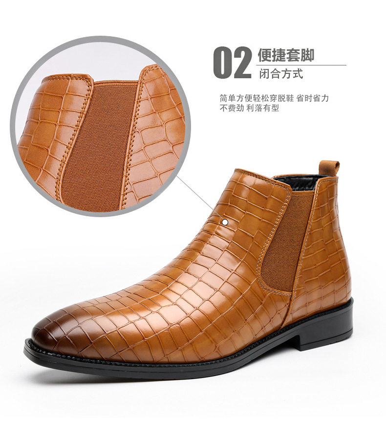 Bốt Martin nam cổ thấp phong cách retro, mũi nhọn, gót 6–8 cm, cỡ lớn — z6066 màu nâu, z6066 đen chi tiết 10